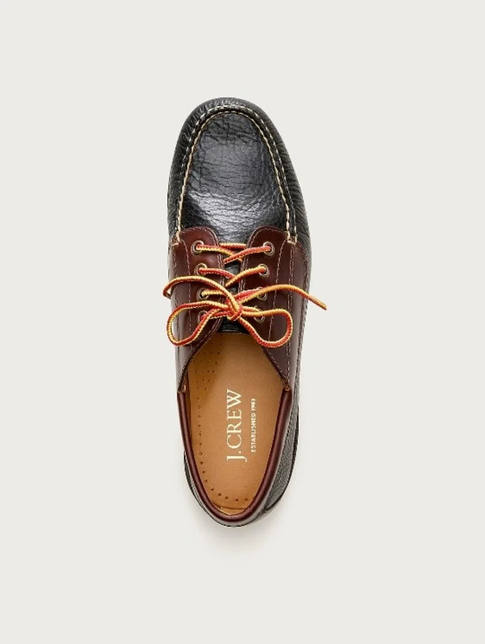 J. Crew Four-Eye Leather Lake Shoes - Whiskey & Black